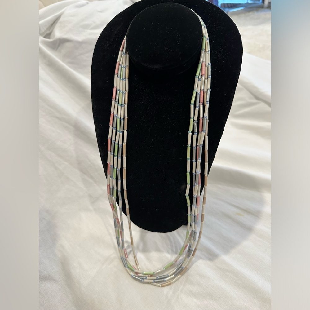 Monet Seed Bead And Bugle Bead Multi Strand Neckl… - image 2